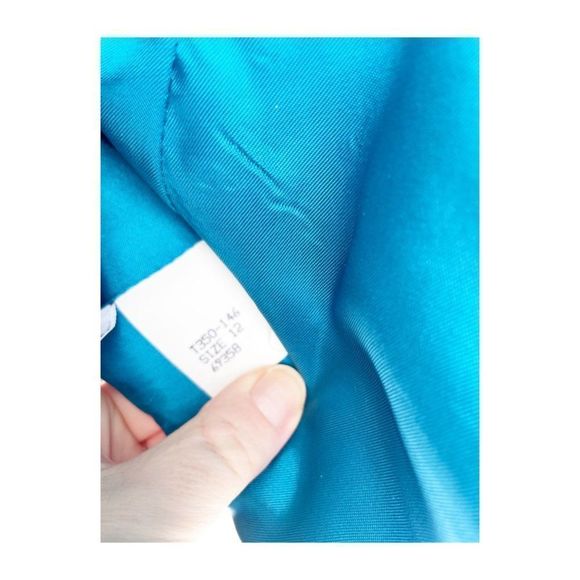 Vintage 80s Wool Skirt Suit Teal Boxy Blazer Tartan Plaid Midi Skirt Sz 12 - Picture 11 of 11